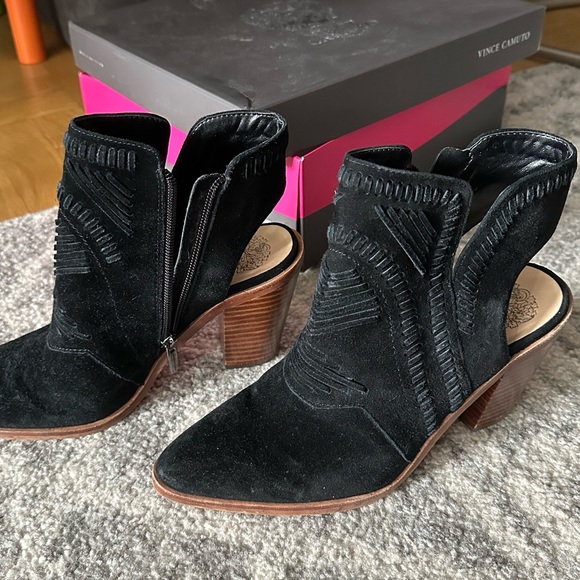 Vince Camuto Black Suede Booties - Picture 3 of 5